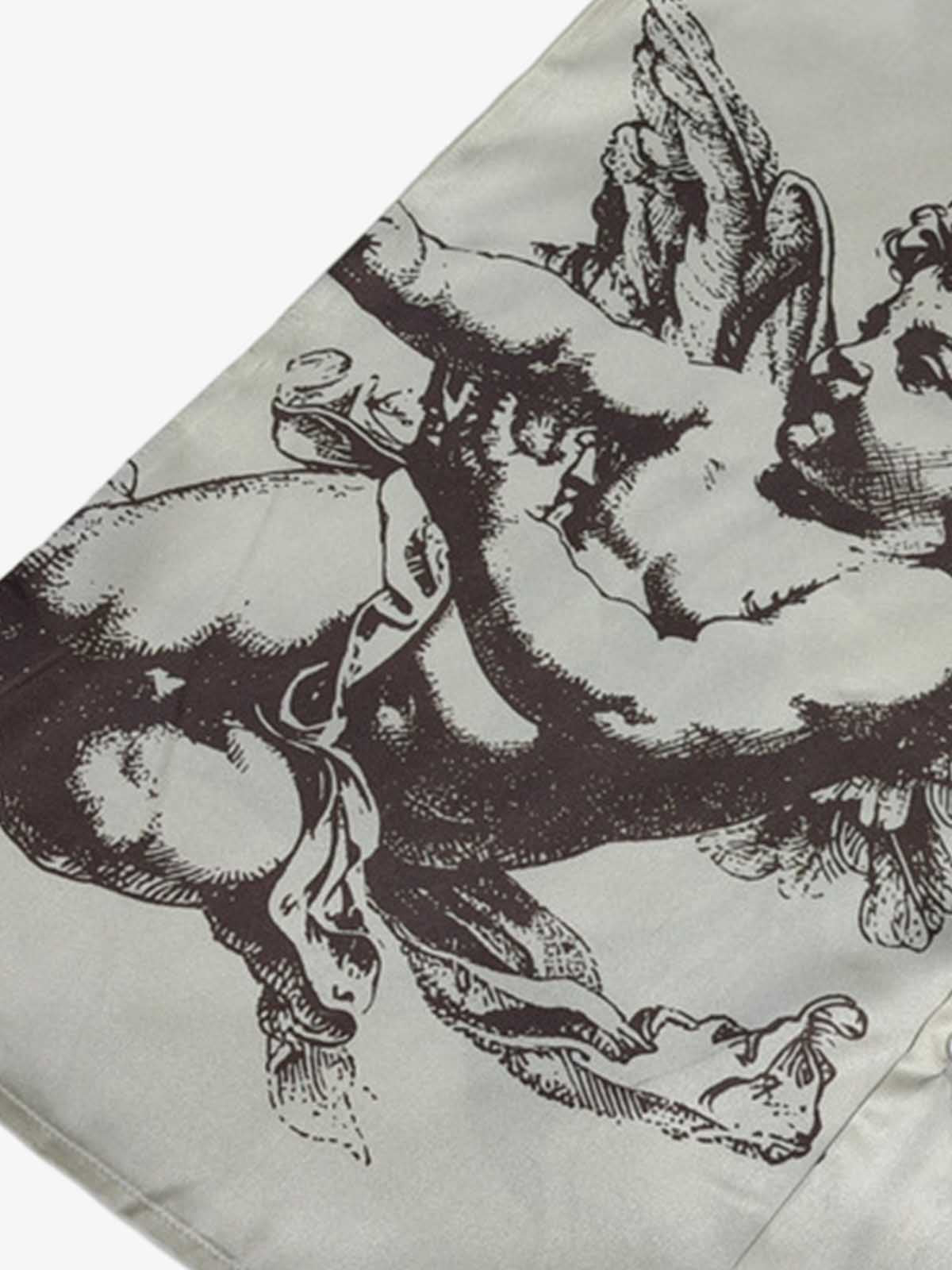 Cupid Angel Sketch Camp Collar Boxy Shirt 