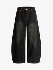 Street Leopard Print Barrel Jeans 