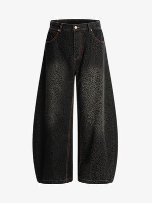 Street Leopard Print Barrel Jeans 