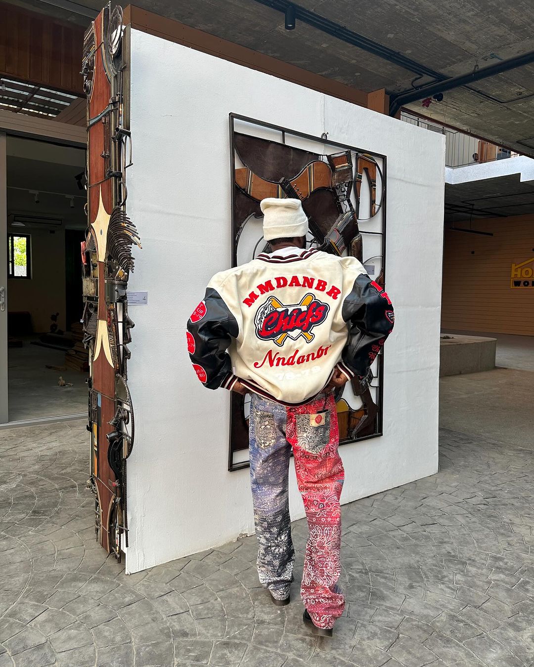 Thesupermade American Patchwork PU Leather Sleeve Embroidered Alphabet Baseball Jacket-1819