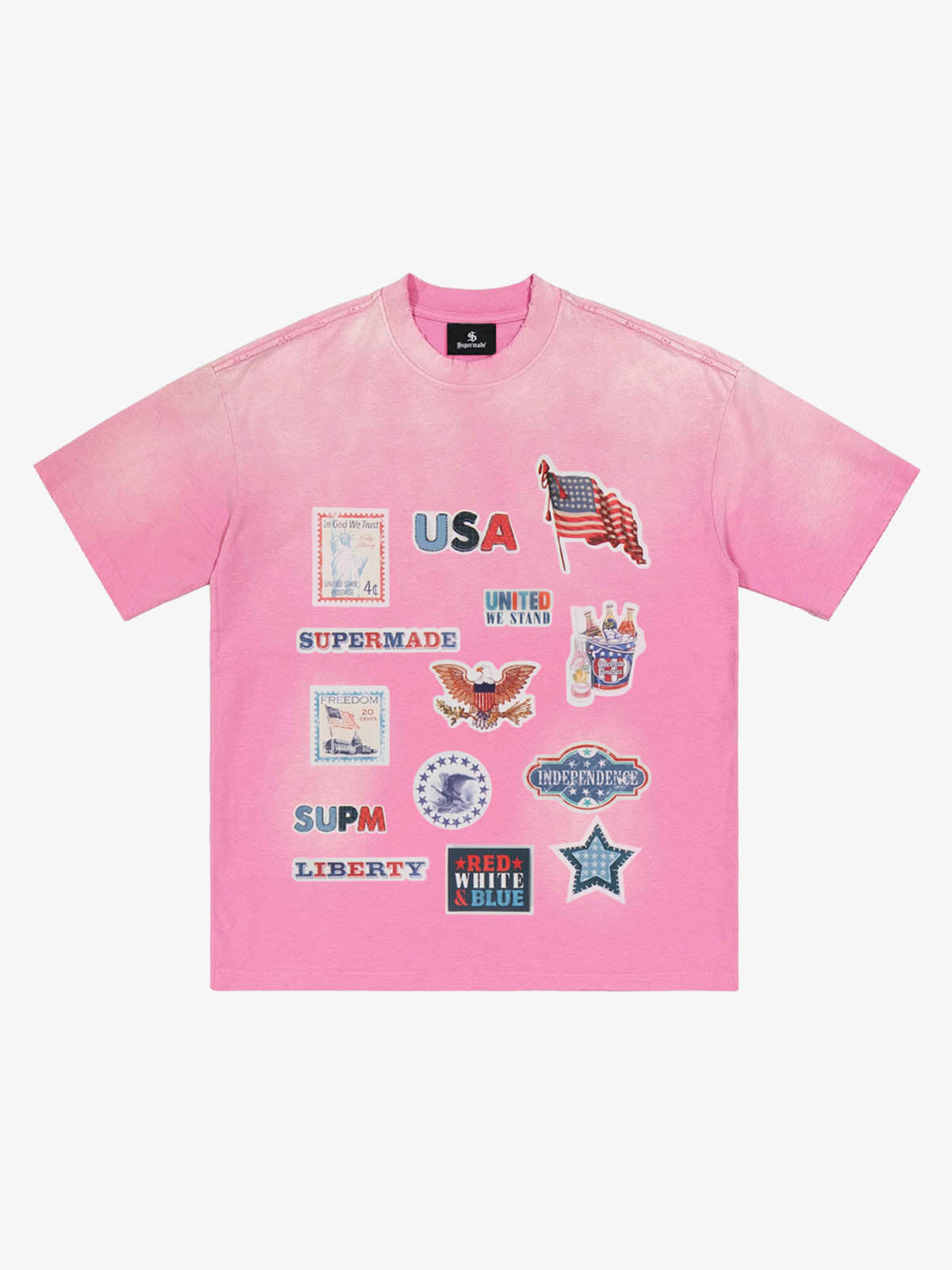 Washed Vintage Sticker Print T-Shirt 