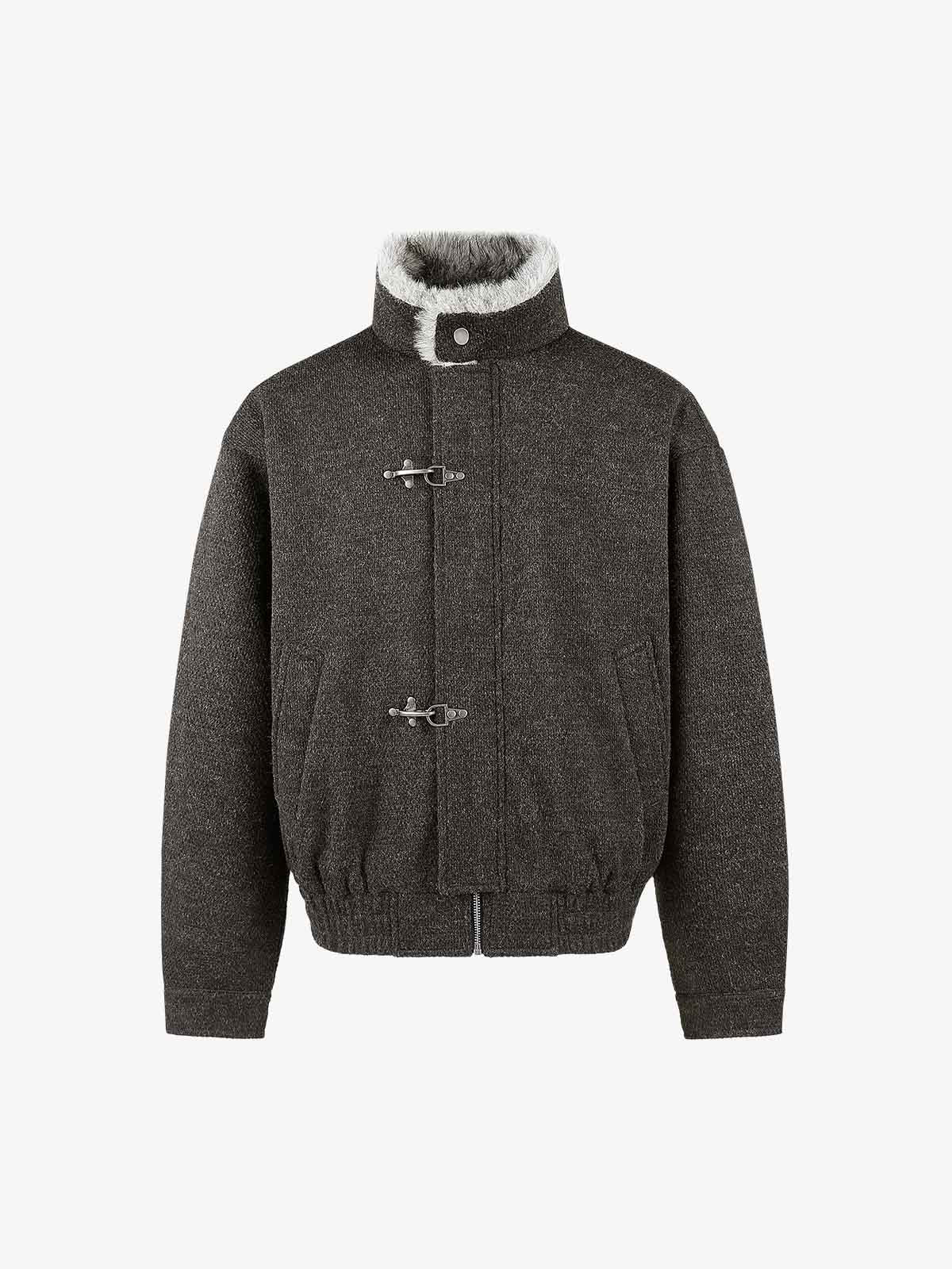 Faux-Fur Collar Thick-Lined Stand-Collar Jacket