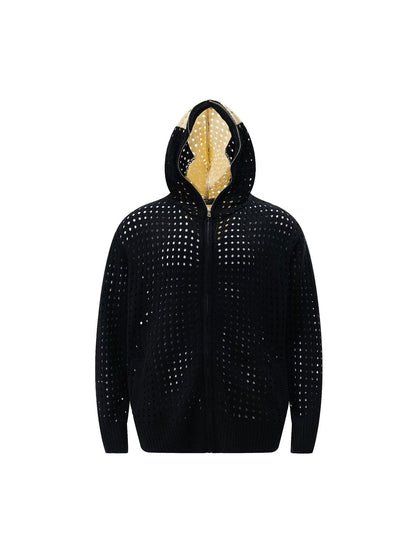 Thesupermade Cross Jacquard Full Zipper Hooded Jacket - 2254 