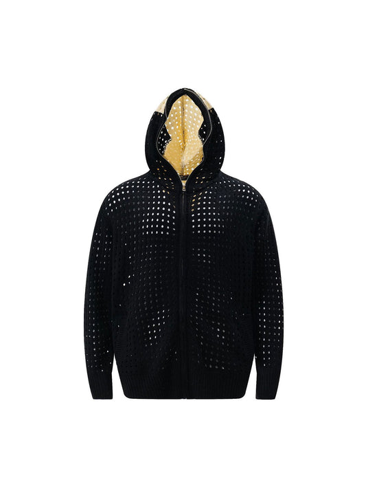 Thesupermade Cross Jacquard Full Zipper Hooded Jacket - 2254 