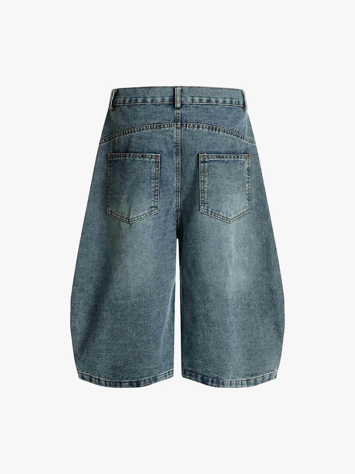Barrel Straight Wide Leg Cropped Jort 
