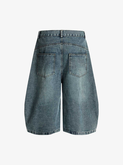 Barrel Straight Wide Leg Cropped Jort 