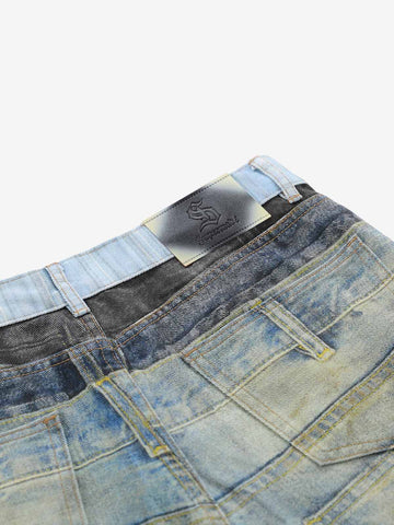 3D Illusion Layered Baggy Jeans