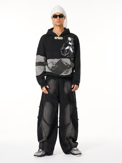 Electronic Exorcist Print of Distressed Hooded Sweatshirt 