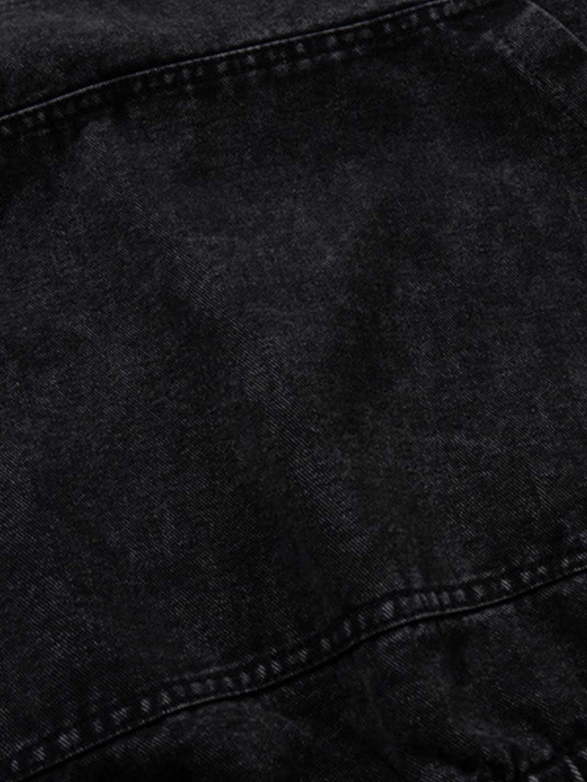 Vintage Washed Denim Metal Toggle Detail Pullover Hoodie 