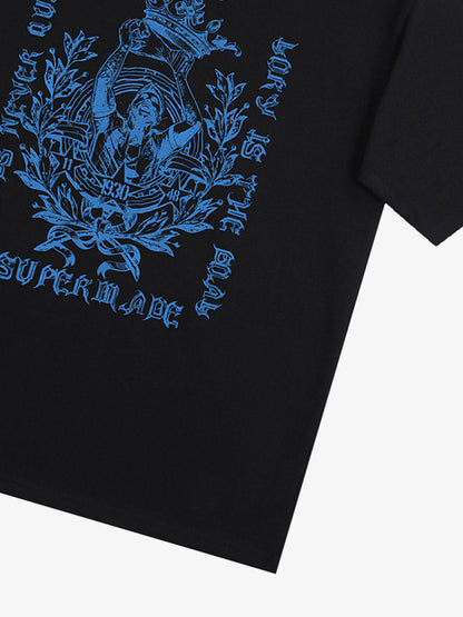 Cotton Graphic Print T-Shirt with Victory Legend Design 