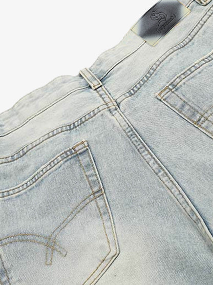 Light Wash Denim Wide Leg Bermuda Shorts for Women High Waist Casual Summer Style 