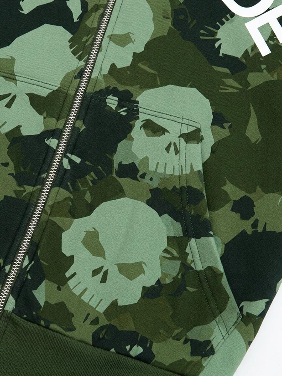 Skull Camo Graphic Zip Hoodie
