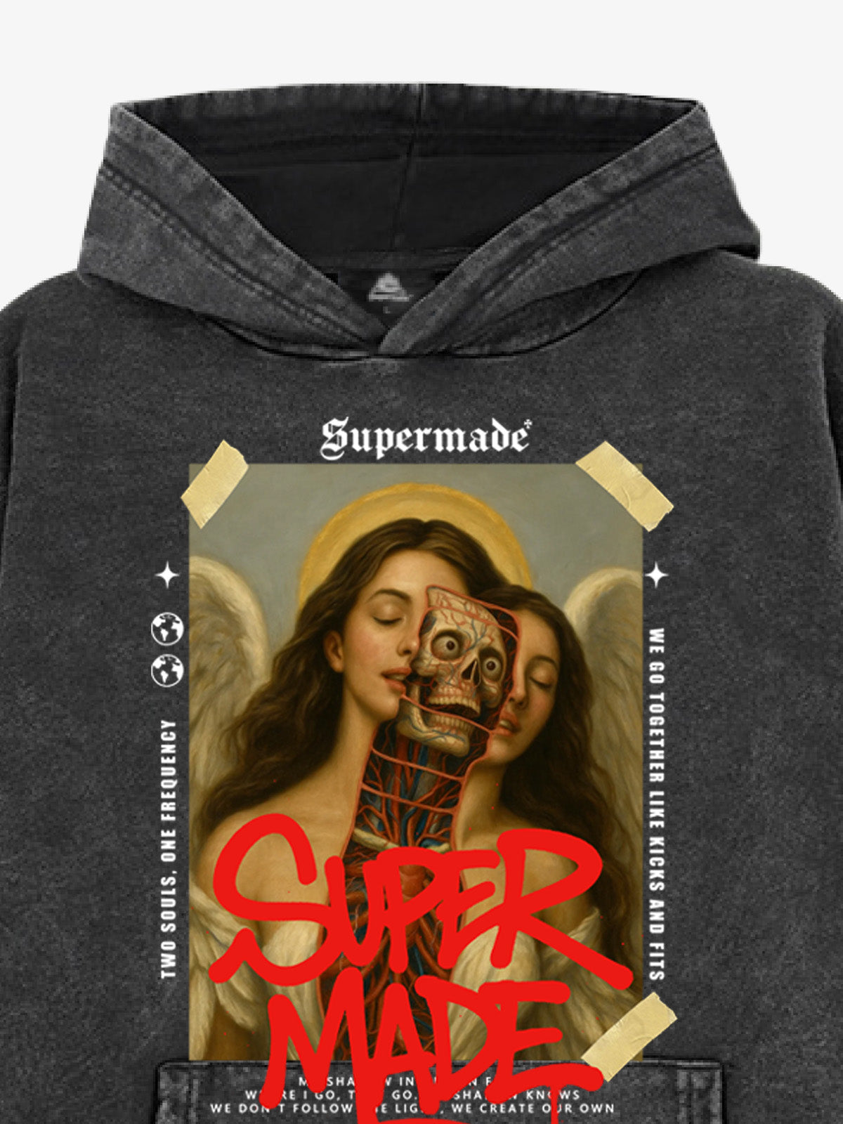 Skull And Face Two Soul Pattern Hoodie 