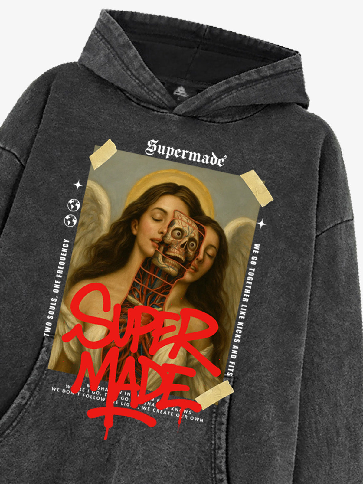 Skull And Face Two Soul Pattern Hoodie 