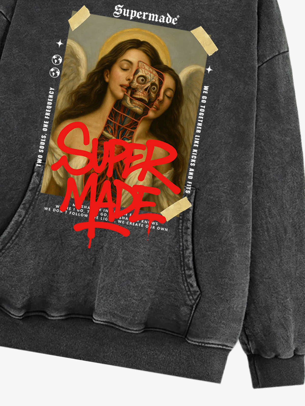 Skull And Face Two Soul Pattern Hoodie 