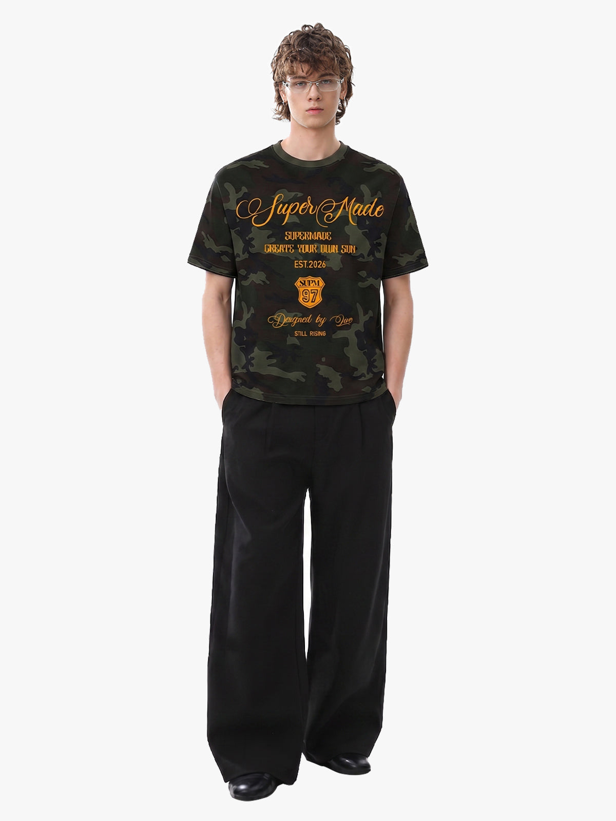 Camouflage Script Logo Graphic T-Shirt 