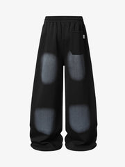 Spray Paint Star Print Distressed Sweatpants 