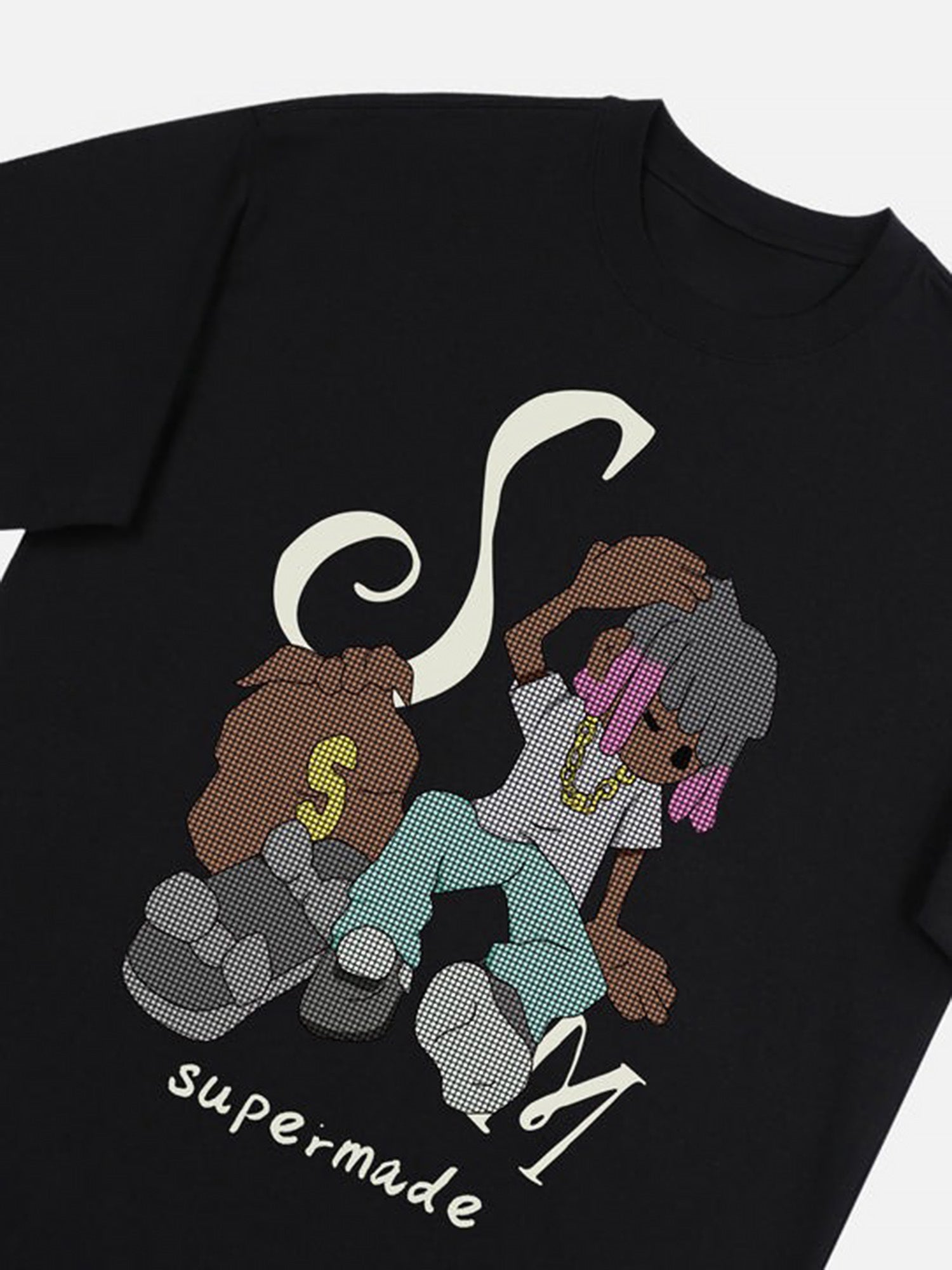 Thesupermade Hip Hop Cartoon Character Print T-shirt