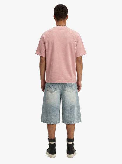 Suede Panel Embroidered Logo Short Sleeve T-Shirt