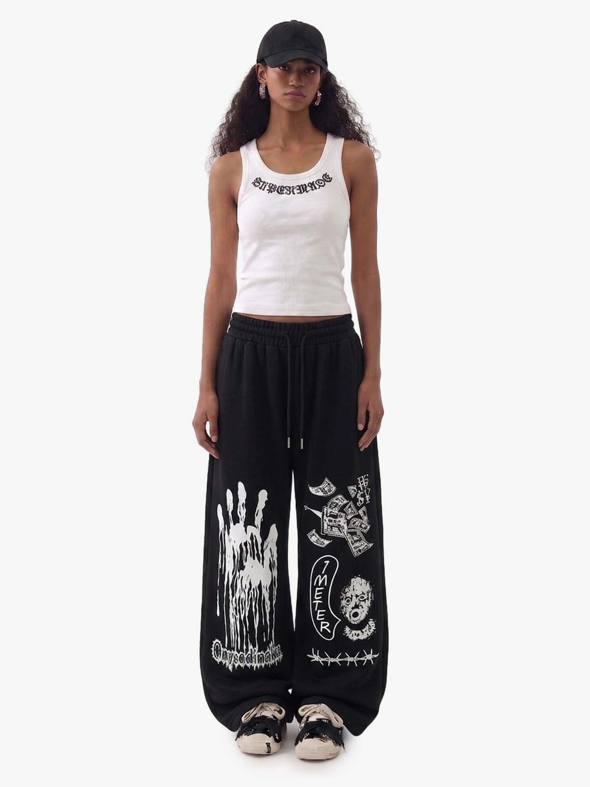 Dark Graphic Print Sweatpants 