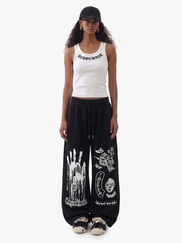 Dark Graphic Print Sweatpants 