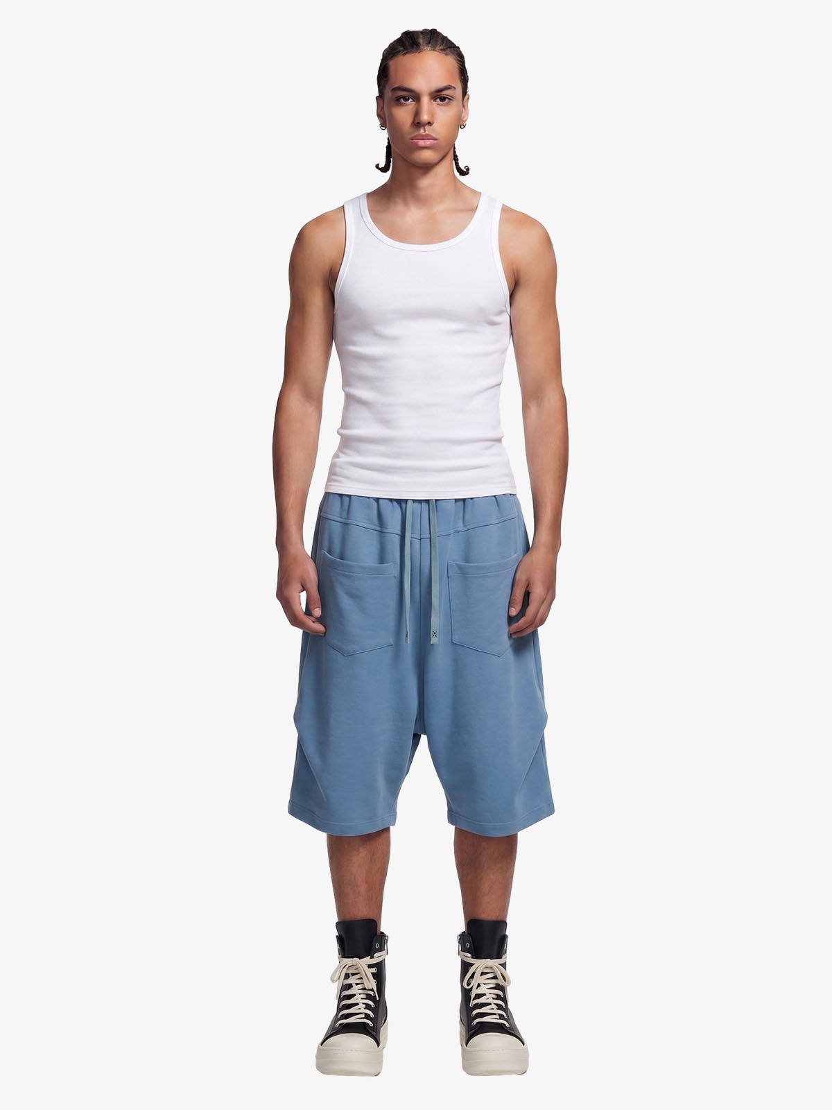 Side Pockets Drawstring Waist Casual Jorts 