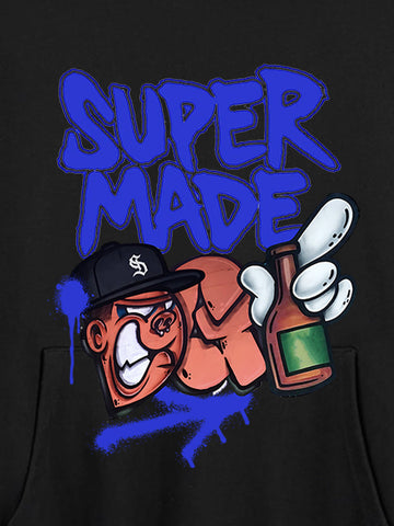 Original Contrast Color Letter Graphic Hoodie 