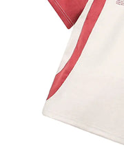Jersey Deconstructed Contrast Color Stitching Print T-Shirt - 2407 