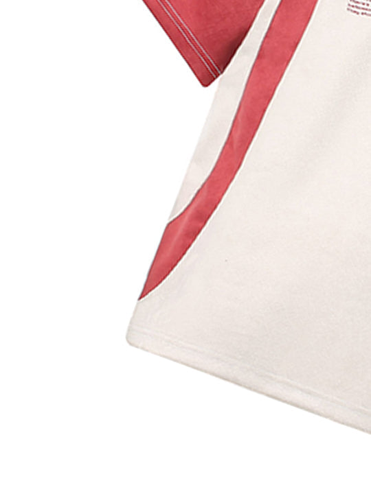 Jersey Deconstructed Contrast Color Stitching Print T-shirt - 2407 