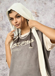 Jersey Deconstructed Contrast Color Stitching Print T-shirt - 2407 