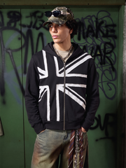 Street Style Union Jack Appliqué Hoodie