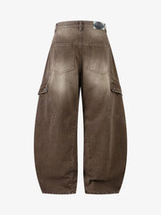 Vintage Washed Workwear Barrel Jeans - 2593 