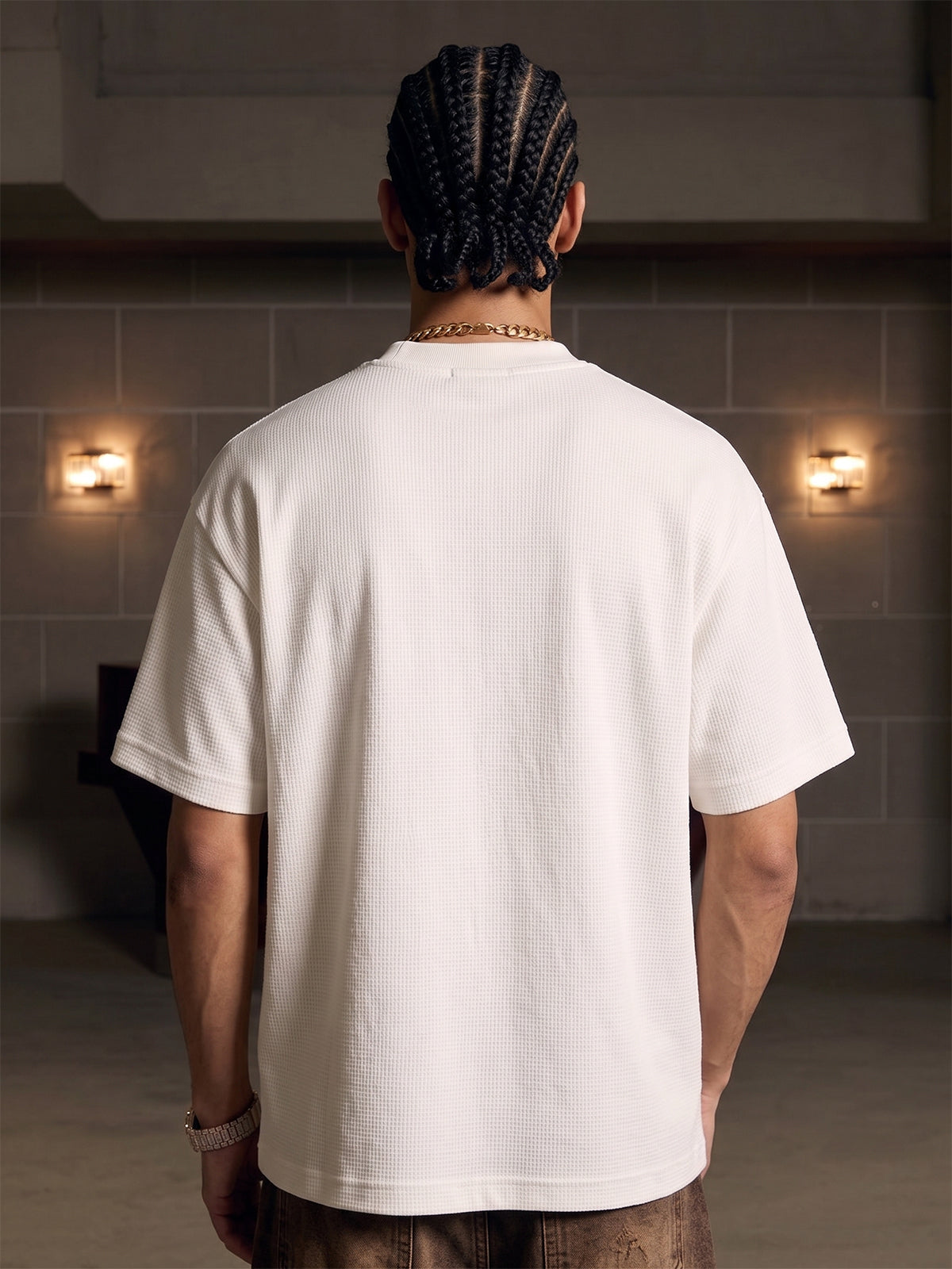 Side Script Waffle Knit T-Shirt