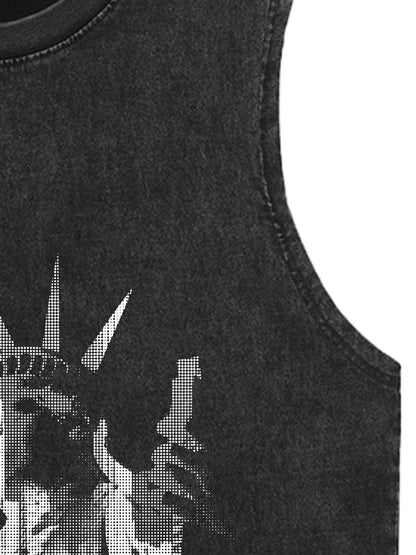 Original Stylish Graphic Tank Top  Sleeveless Denim Vest 