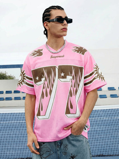 Pink Flame Print Jersey T-shirt - 2390 