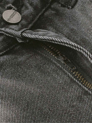Washed Distressed Raw Edge Barrel Jeans - 2402 