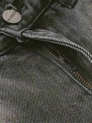 Washed Distressed Raw Edge Barrel Jeans - 2402 