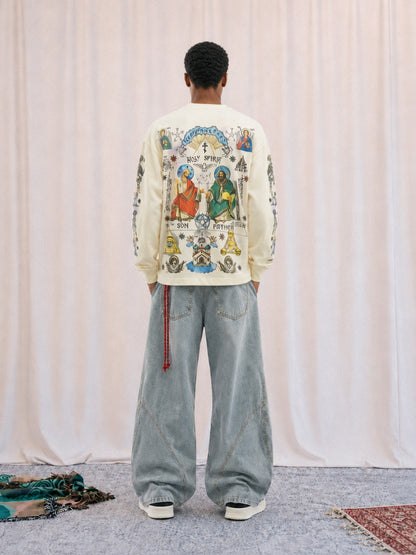 Thesupermade American High Street Graffiti Long Sleeve T-Shirt