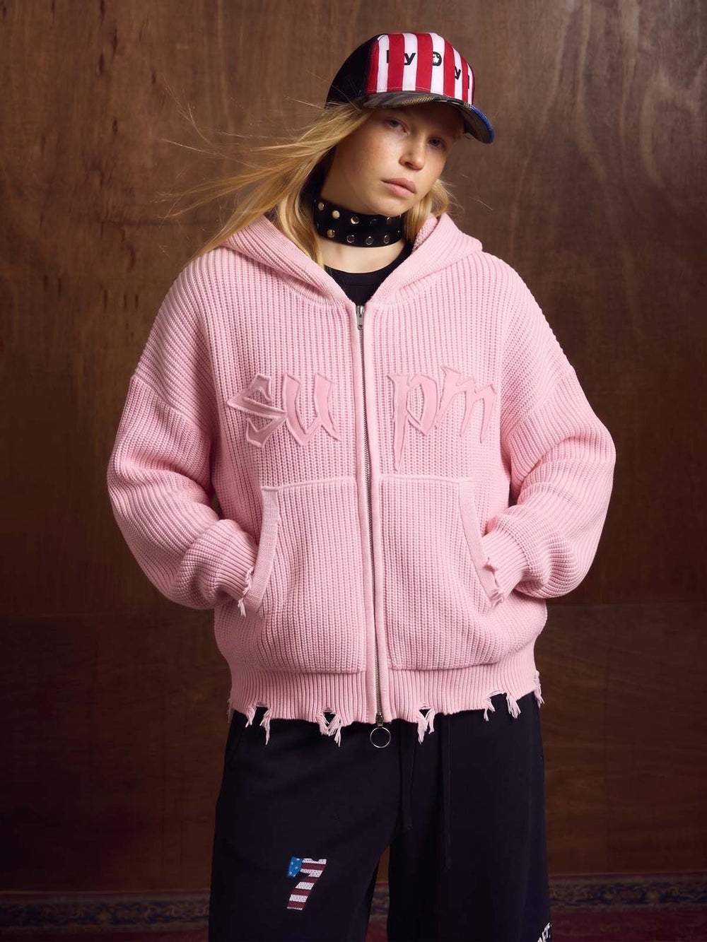 Embroidered Logo Zip-Up Hoodie