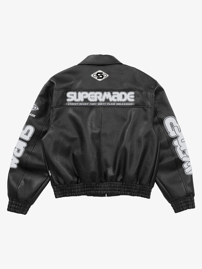 Faux Leather Vintage Street Black Air Jacket - 1821 