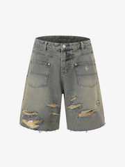 Ripped Denim Distressed Suit - 2460