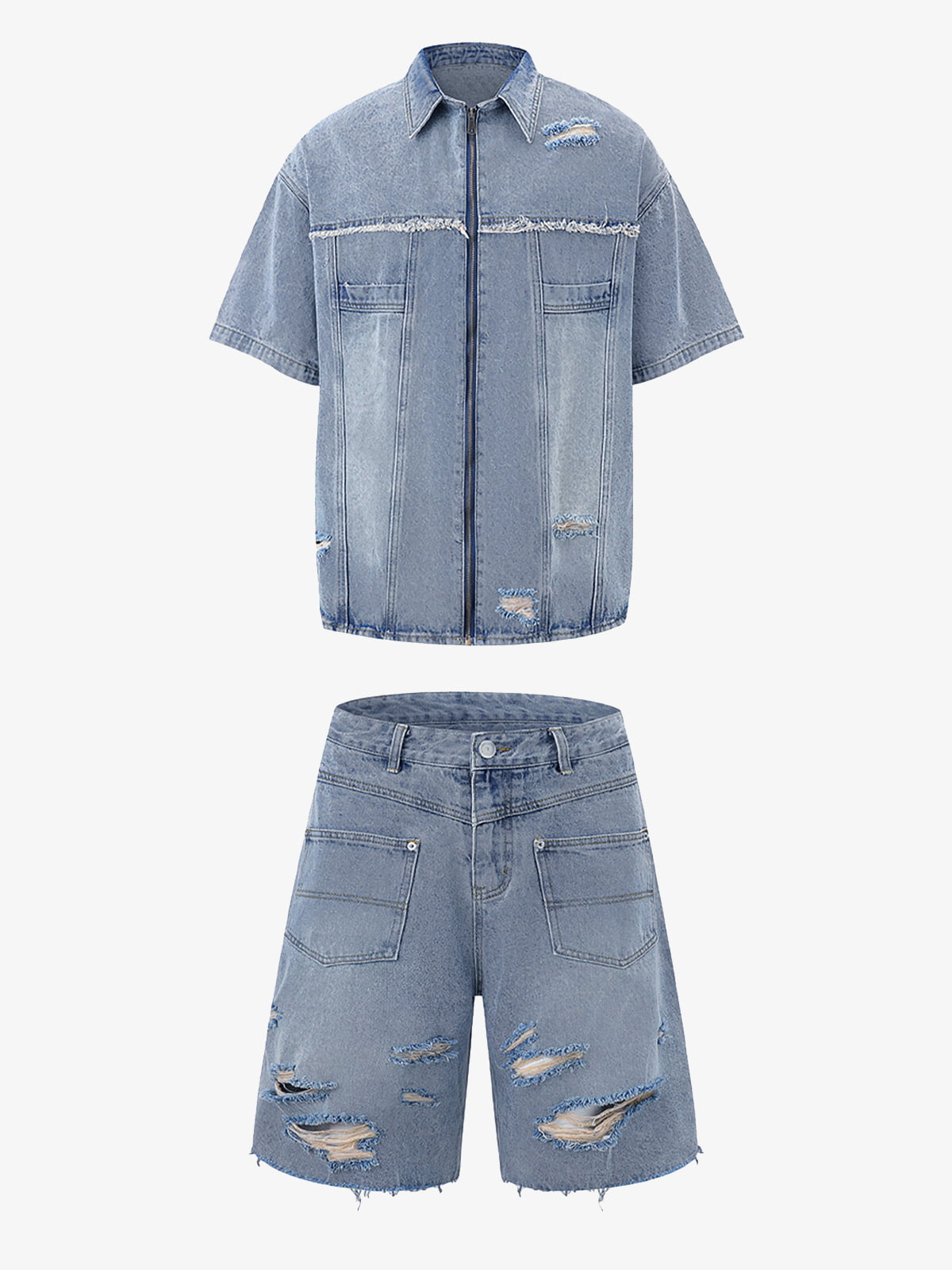 Ripped Denim Distressed Suit - 2460 