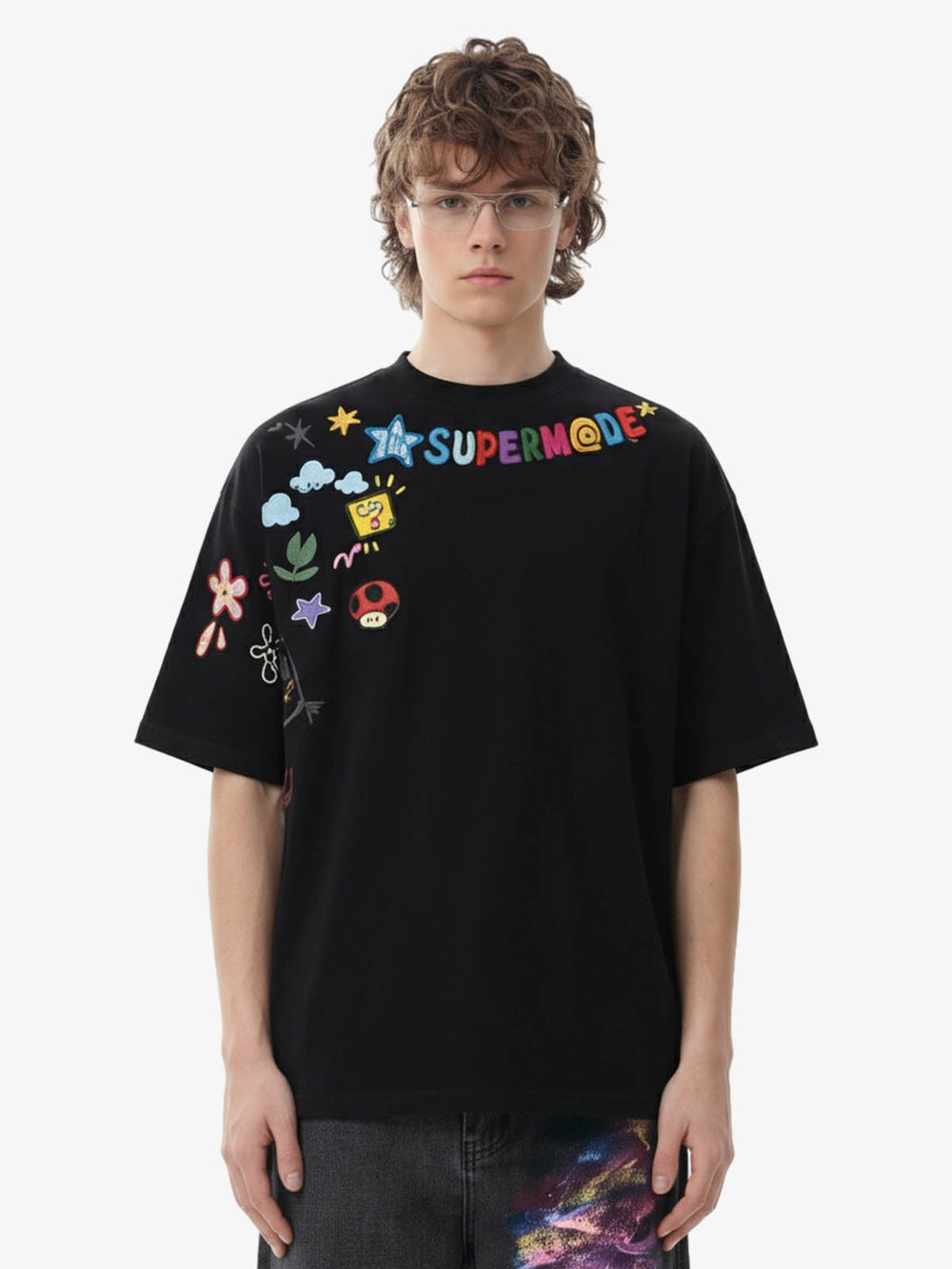 Colorful Fun Pattern Crew Neck T-Shirt 