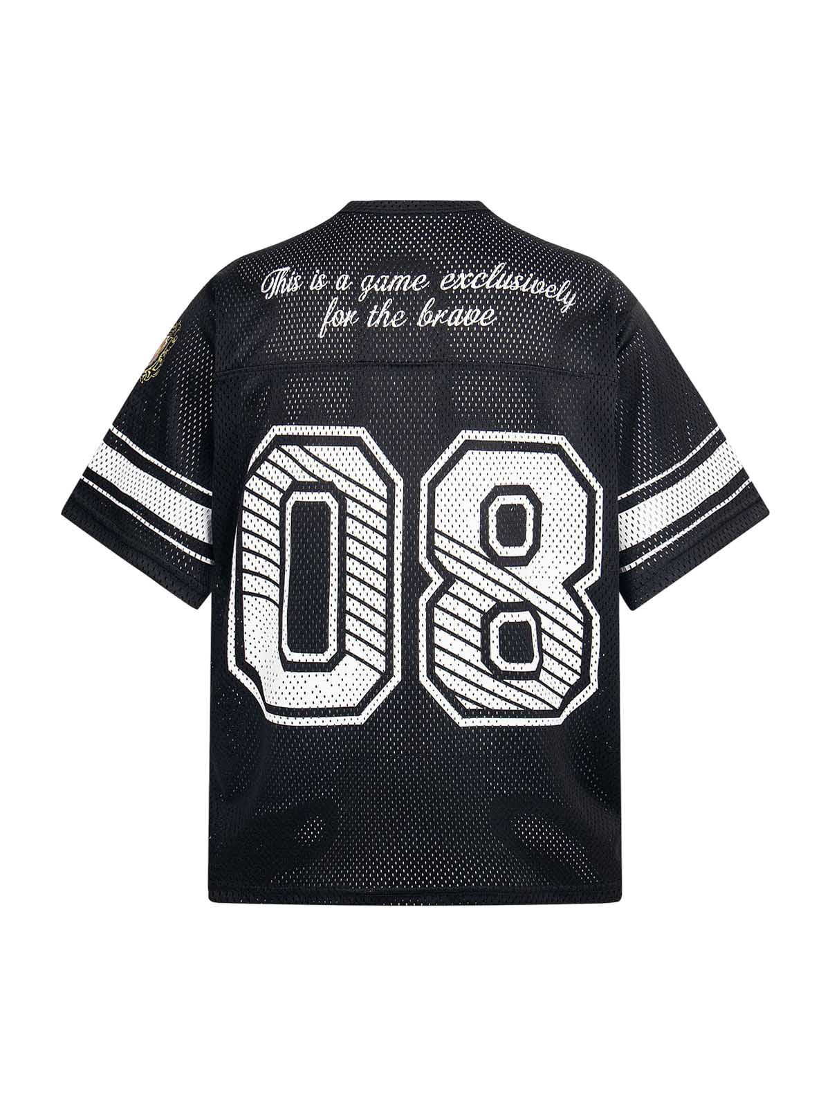 Retro Hollow Digital Stripe Print Jersey  T-shirt