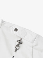 Music Staff Graphic Stand-Collar Half-Zip Long Sleeve Tee