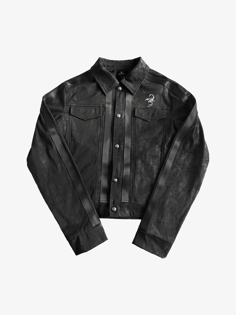 3D Scorpion Striped Faux Leather Jacket