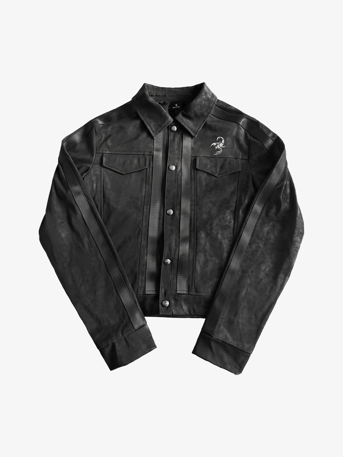 3D Scorpion Striped Faux Leather Jacket