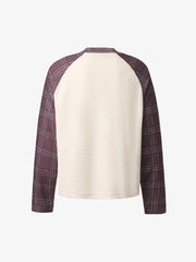 Heart Letter Graphic Raglan Waffle Long Sleeve Tee