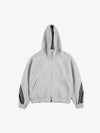 Gestreifter Patchwork-Hoodie in kastenförmiger Passform mit Reißverschluss