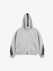 Striped Patchwork Boxy Fit Zip-Up Hoodie